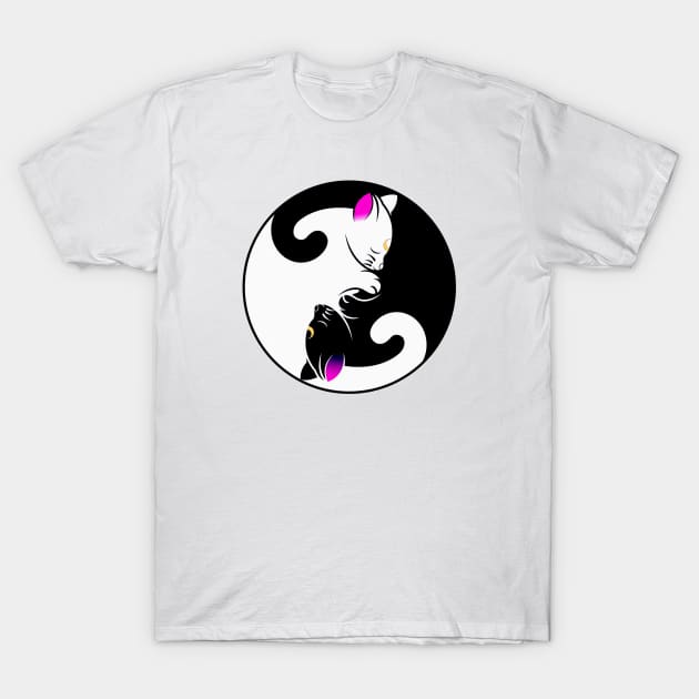 ying yang cat T-Shirt by tedd
